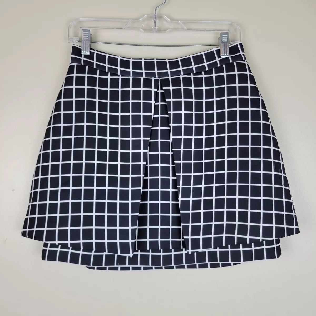 Cameo M (Coop & Spree) Atmosphere Black & White Windowpane Layered Mini Skirt