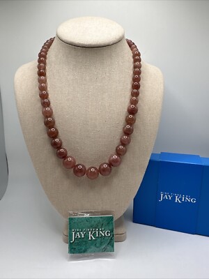 Jay King natürliche Erdbeere Quarz Sterlingsilber graduierte Halskette