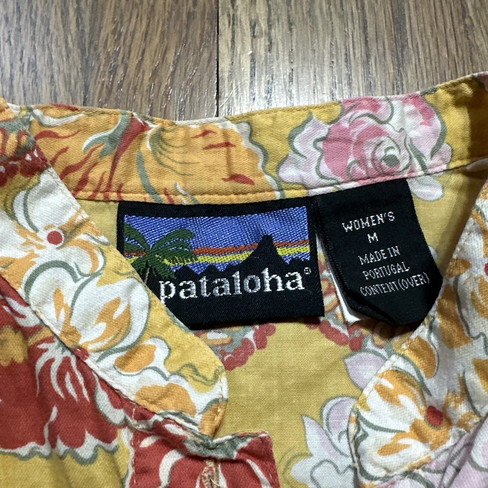 Camisa Pataloha Patagonia De Colección Para Mujer Talla M Amarilla Floral Y2K Botón ALGODÓN Foto 3 de 4