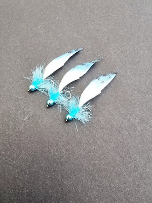 3 Forellenfliegen Artic Blue & White Black Barred Pulling Blutegel. EINE TÖDLICHE FLIEGE 
