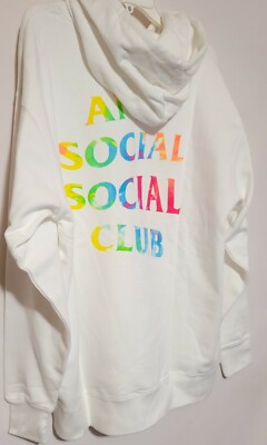 AntiSocial Club Rainbow Logo Thai Dye White Hoodie XL. | eBay