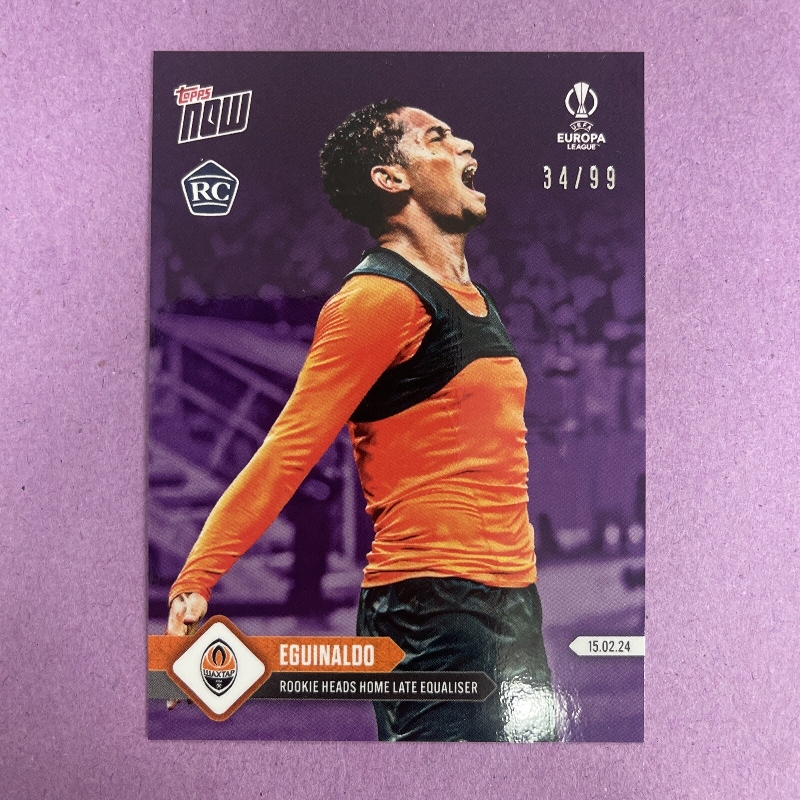 2024 Topps Now UEL Eguinaldo #28 RC Rookie-PURPLE 34/99 (A1)