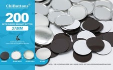ChiButtons 37mm Rubber Magnet Button Parts Metric System  200 Sets 