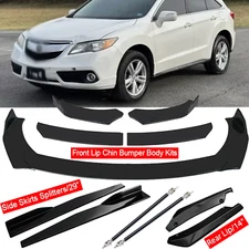 8PCS For Acura ILX TLX Black Front Bumper Lip Spoiler Splitter Side Skirts