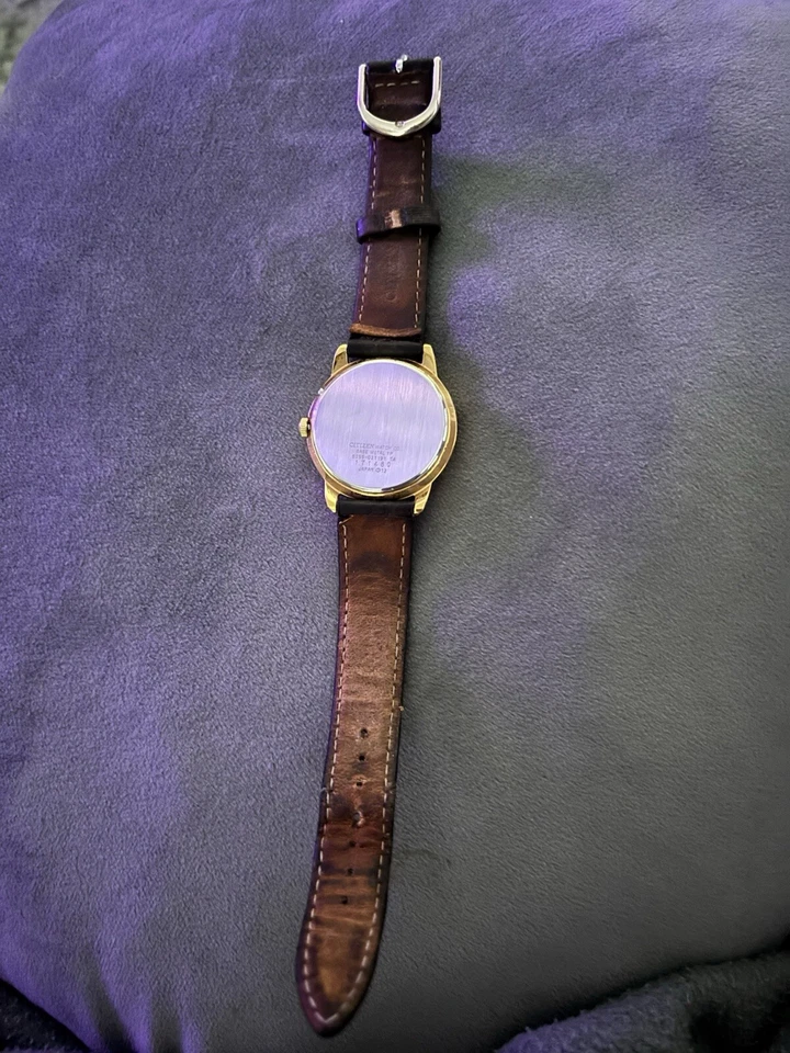 Reloj de cuero marrón calendario anual vintage Citizen Elegance para hombre 6355-G31191 Foto 4 de 4