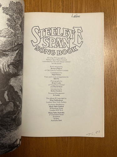 STEELEYE SPAN/SONG BOOK Very Scarce Vintage Book Piano/Guitar/Vocal/Photos 1974 - Picture 13 of 14