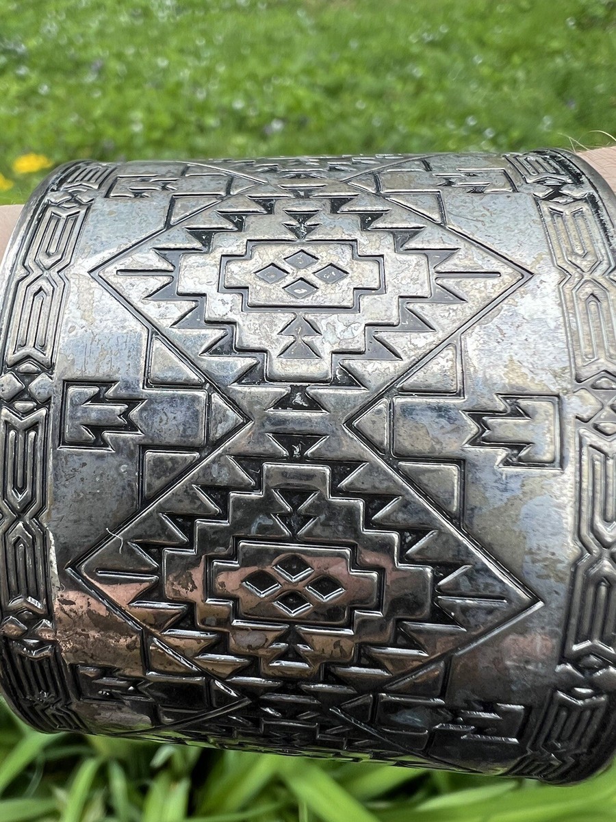 Vintage Silver Metal Viking Forearm Cuff Bracelet Hand Vintage Silver Metal Viking Forearm Cuff Bracelet Hand