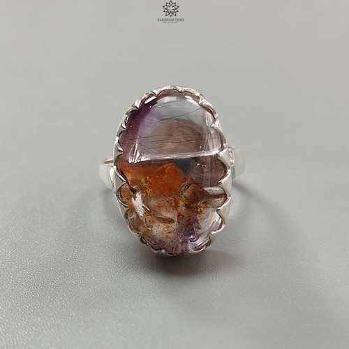 7.90gms Natural Amethyst Gemstone Oval Plain 925 Sterling Silver Adjustable Ring - Picture 6 of 6