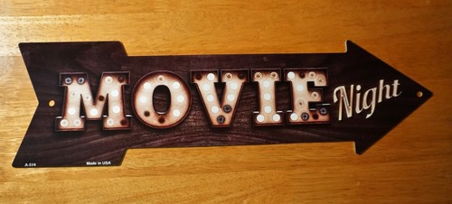 MOVIE NIGHT ARROW MARQUEE SIGN with Cinema Movie Lights Artwork Home Decor NEW - Picture 2 of 6