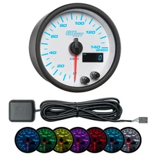 GlowShift White 7 Color 140 MPH In-Dash GPS Speedometer Gauge Kit 85mm 3-3/8"