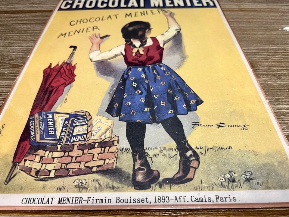 Vintage Chocolat Manier  Chocolates Ad Litho Tin Signboard, France - Image 2 of 2
