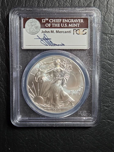 2014 $1.00 American Eagle  Silver Dollar PCGS Graded MS 69 John Mercanti Signed