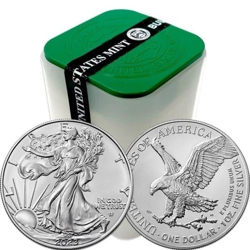 Roll of 20 BU American Silver Eagle Coins .999 in Mint Tube. Tube Dates Vary.