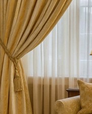 Large, Country House Style Curtains With Ties