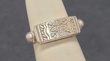 Vintage Sterling Silver 925 Etched Band Floral Tribal Design Size 5.75 Ring 44