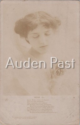Vintage Edwardianische Postkarte Frau Portrait Rosengedicht Soley Dare Feluman 1905