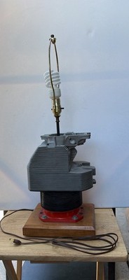 Lycoming Engine Cylinder Lamp Gray Red Industrial Aviation Steampunk Desk Light