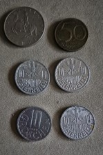 6 Austrian Coins ~ 5 Schilling 1970 / 50 Groschen 1961 / 10G 1965,  73,  79,  89