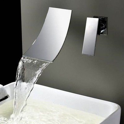 Wall Mount Bathroom Faucet Waterfa Lavatory Basin Sink Faucet Mixer Tap