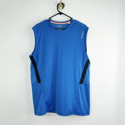 REEBOK Men's Blue Black Basketball Activewear Exercise Tank Vest Shirt Size L - image 1 of 4