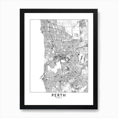 Perth White Karte Kunstdruck Std Art P gerahmt Wandbild Poster Leinwanddruck Bild
