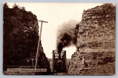 c1910 The Narrows Gateway To Eureka Springs Arkansas Train Postcard