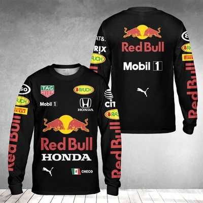 *SALE* Custom Name Redbull All Logo Racing 2025 Long Sleeve All Size S-5XL