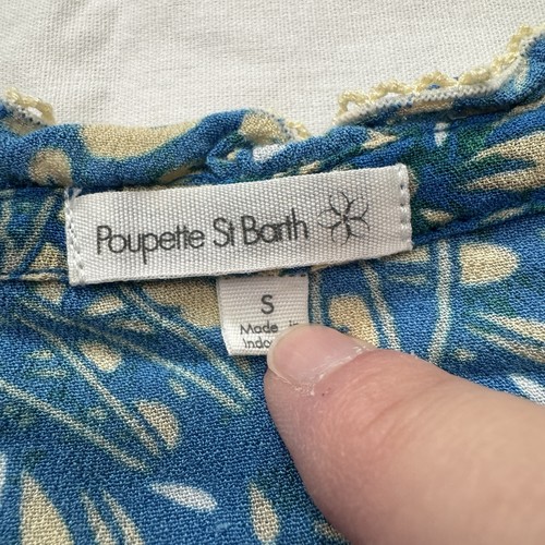 POUPETTE ST BARTH Mini ABITO piccolo blu floreale pintuck arruffato con bottoni - Foto 6 di 6