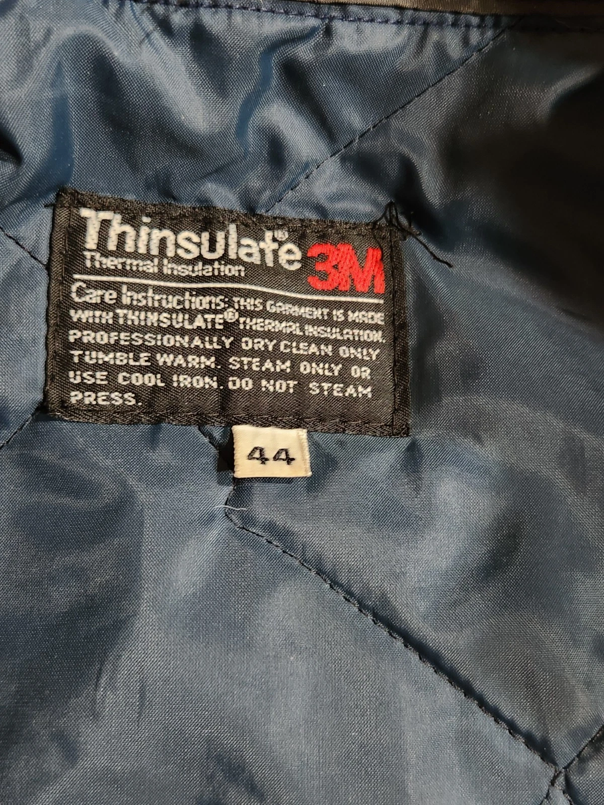Vintage Workwear Bomber Jacket Size 44 Navy Blue Thinsulate Removable Collar - product detail image 12