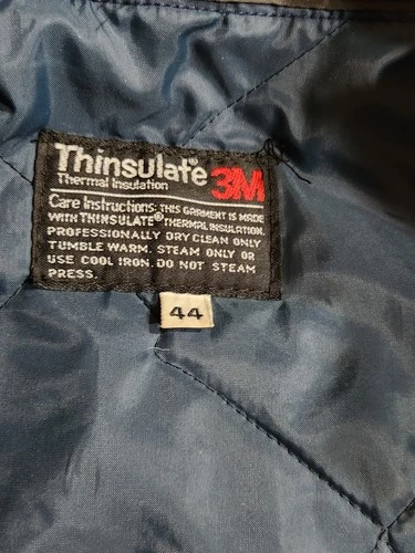 Vintage Workwear Bomber Jacket Size 44 Navy Blue Thinsulate Removable Collar image 12