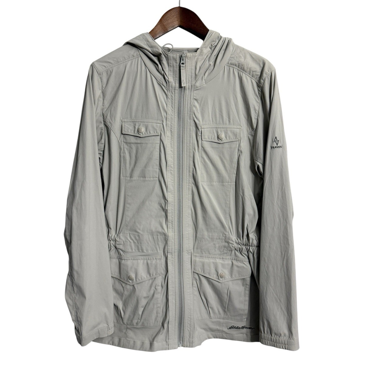 スキー Bauer x70 Eddie Bauer Travex jacket women's XL gray full zip hood outdoor