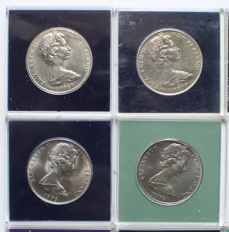 Lot of 12 New Zealand $1 Dollar Commemorative Coins Set 1969–75, 1978-81 - Image 4 of 4
