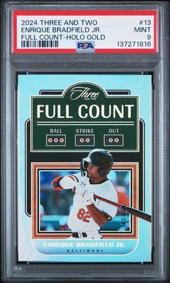 2024 PANINI THREE AND TWO FULL COUNT 13 ENRIQUE BRADFIELD JR HOLO GOLD /10 PSA 9