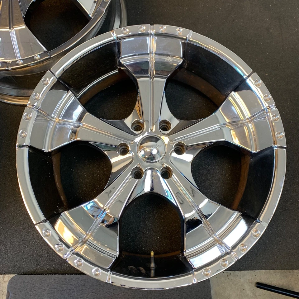 (4) 22" Panther Realm Chrome Wheels Rims + Caps 22x9 6x135 et35 87HB - Изображение 2 из 4