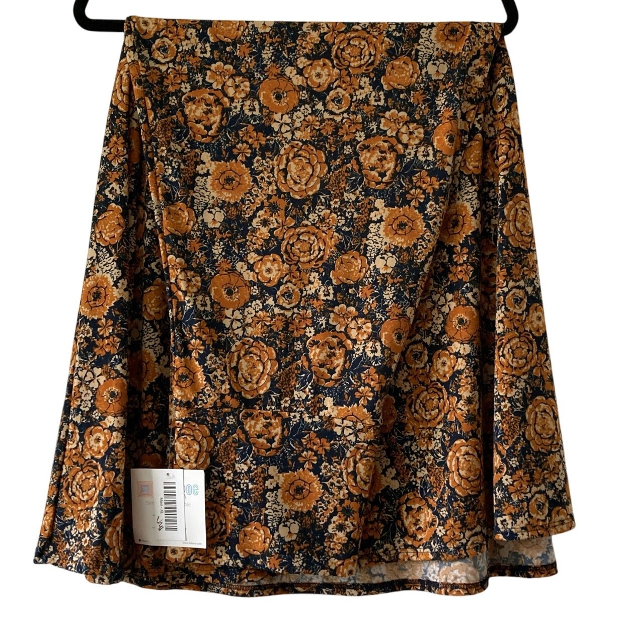 NWT LuLaRoe XL Maxi Skirt 18/20 Yellow Gold Navy Floral Cottagecore Style-image