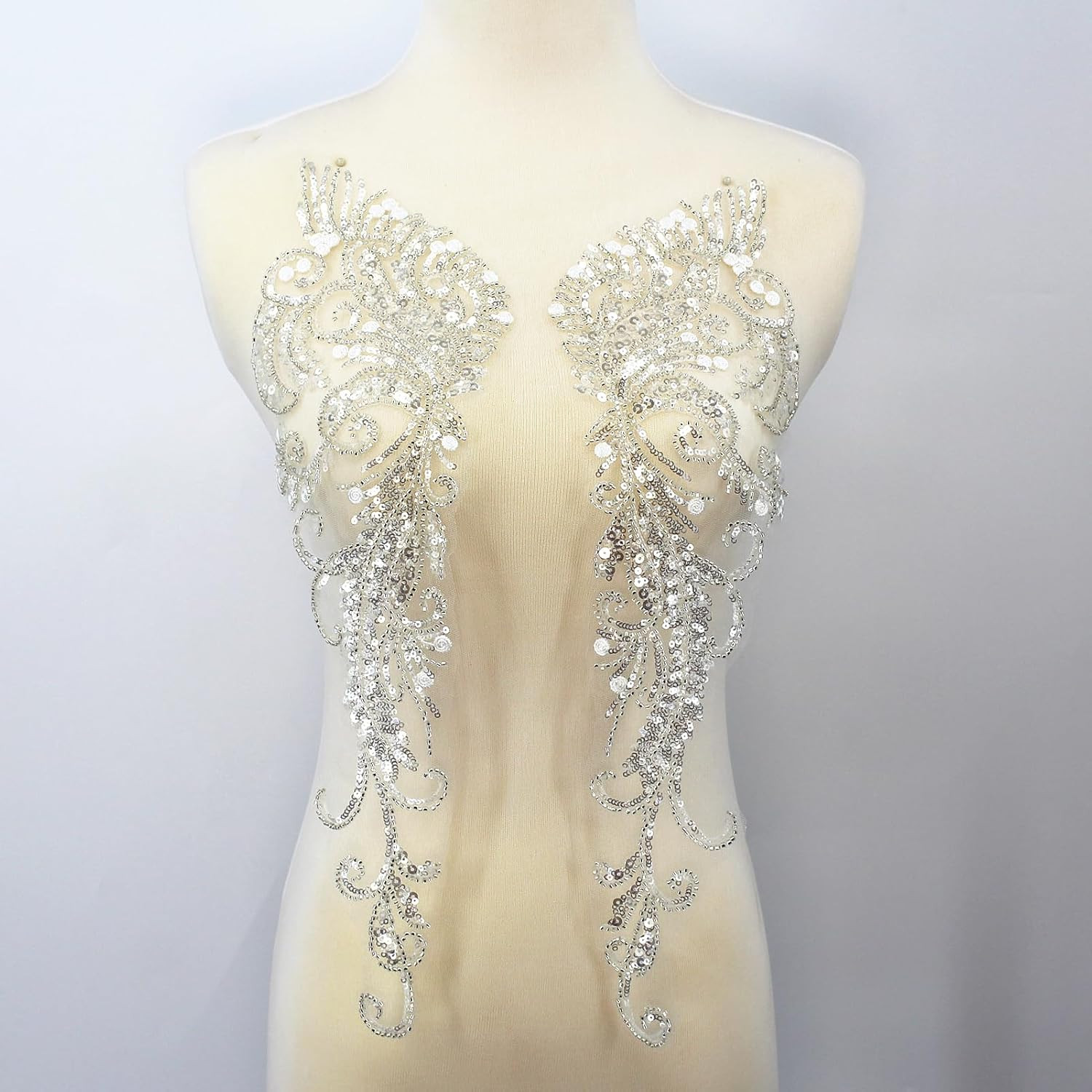 Sequin Lace Applique Sew On Flower Fabric Collar P