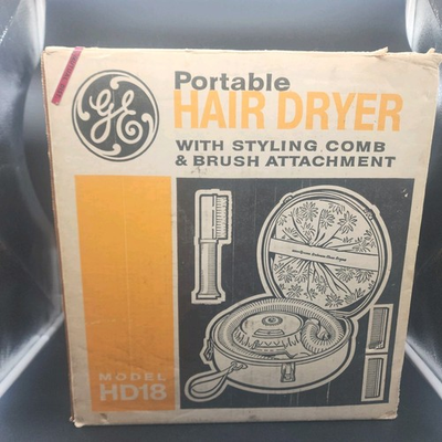 #ad #ad VTG 1950 60s General Electric Portable HD18 Bonnet Hair Dryer and Case Works $39.00
