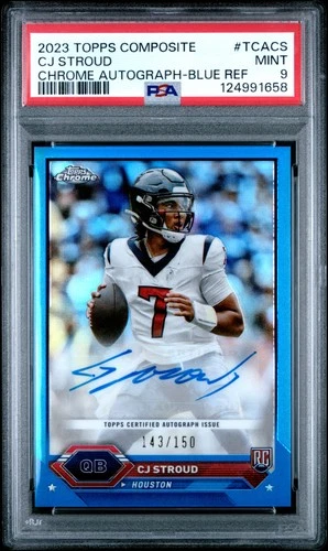 2023 TOPPS COMPOSITE CHROME AUTO BLUE REFRACTOR #TCA-CS CJ STROUD #/150 PSA 9