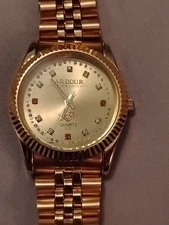 Zeta A R D O U R Forever Sincerity Quartz Watch Flueted Bezel Gold Dial Crystal