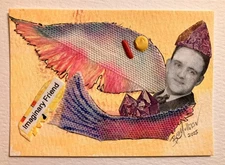 Imaginary Friend - Original ACEO Art Handcrafted Collage Mixed Media Surrealism