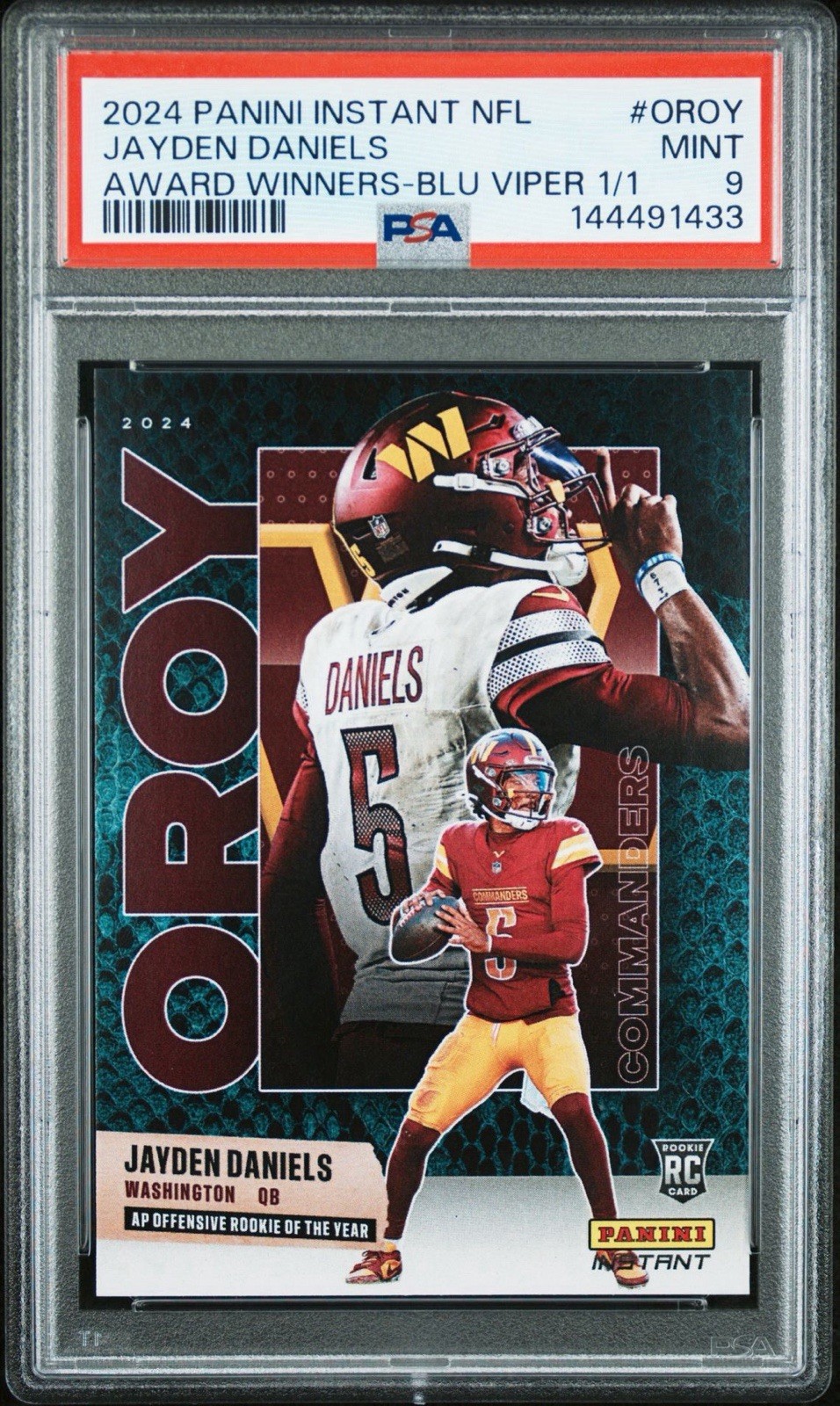 Jayden Daniels Panini Instant NFL Award Winners #OROY Blue Viper 1/1