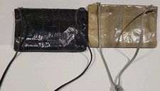 VTG 80s Clemente Snakeskin Shoulder Clutch Bag Purse Lot Of 2 Brown Tan