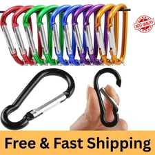 50pcs Aluminum Carabiner D Shape Key Chain Spring Snap Clip Hook Assorted Color
