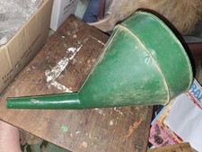 Large Fuel Funnel For Tractor Car Petrol Vintage Steel Racing Green Mesh Strainr