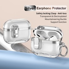 Clear Plated Secure Lock Case with Keychain For Airpods Pro 3 2025/4/3/Pro 2 Gen