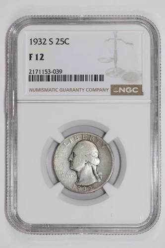 1932-S WASHINGTON QUARTER NGC F12