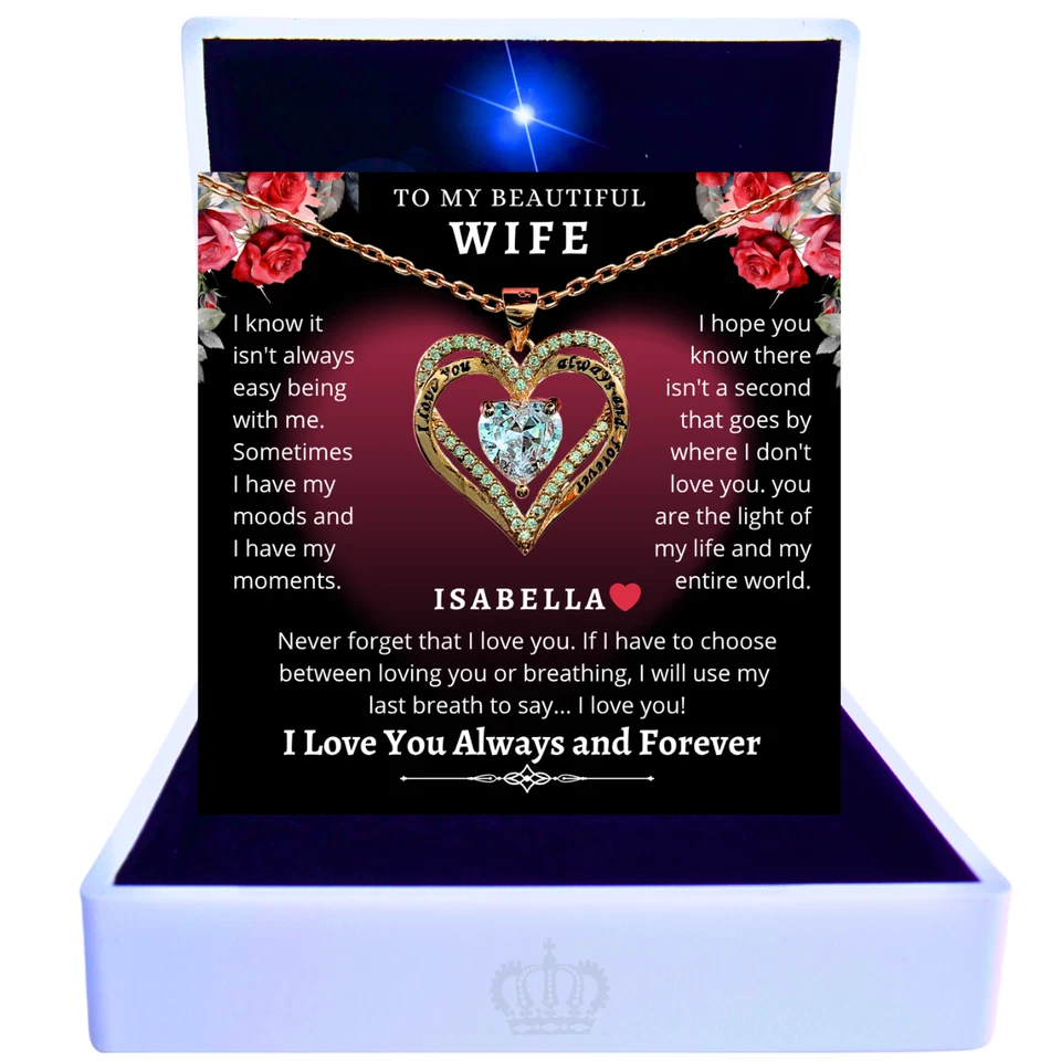 18k Heart CUSTOM Anniversary Birthday Gift Necklace Jewelry Wife Gifts ANDREO - Image 2 of 4