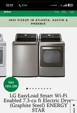 LG WIFI washer and dryer 7.3 cu ft set ( KINGSIZED LOADS) 