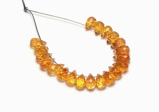 MANDARIN ORANGE SPESSARTITE GARNET 5 6mm Faceted Teardrop Beads NATURAL 20 pcs