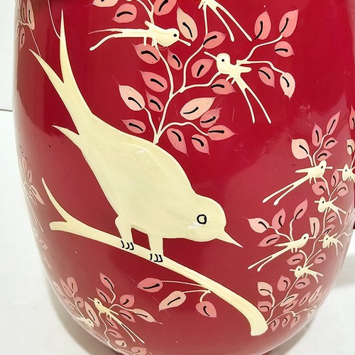 Enamelware Stainless Steel 2 Qt Hand Painted Cranberry Red Pitcher - Picture 2 of 7